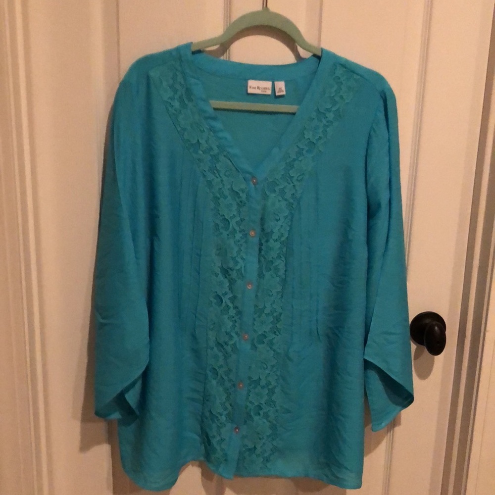 Kim Rogers ladies turquoise blouse, sz 2x, NWT